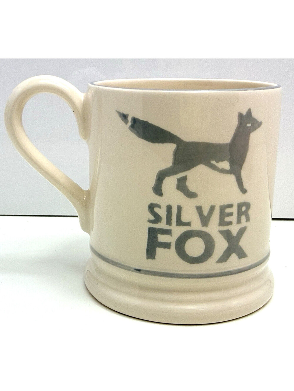 Emma Bridgewater Silver Fox Half Pint Pottery Mug Cup Stoke-On-Trent UK